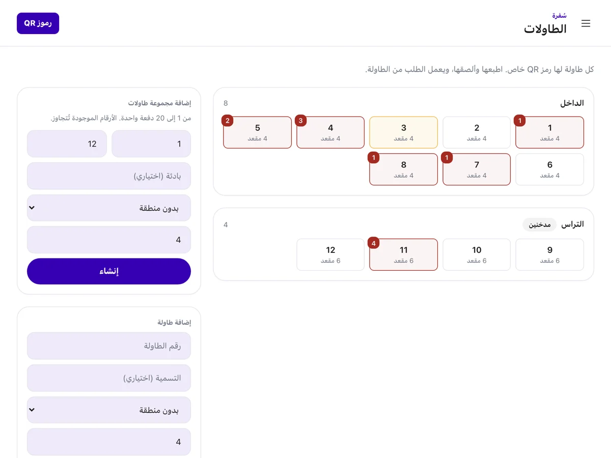 لوحة الصالة: كل طاولة، ومنذ متى تنتظر